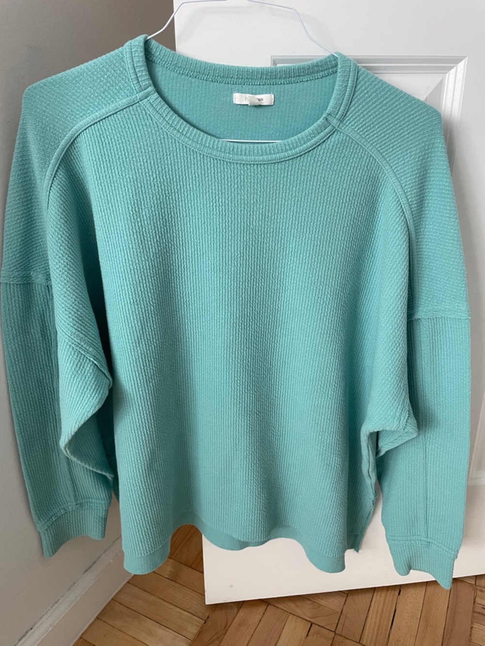 Women's Relaxed Waffle-Knit Sweater - Aqua
